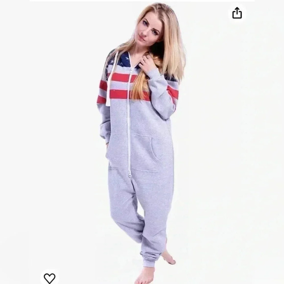 SKYLINEWEARS Adult One Piece Unisex American Flag Jumpsuit Size M - Picture 3 of 5